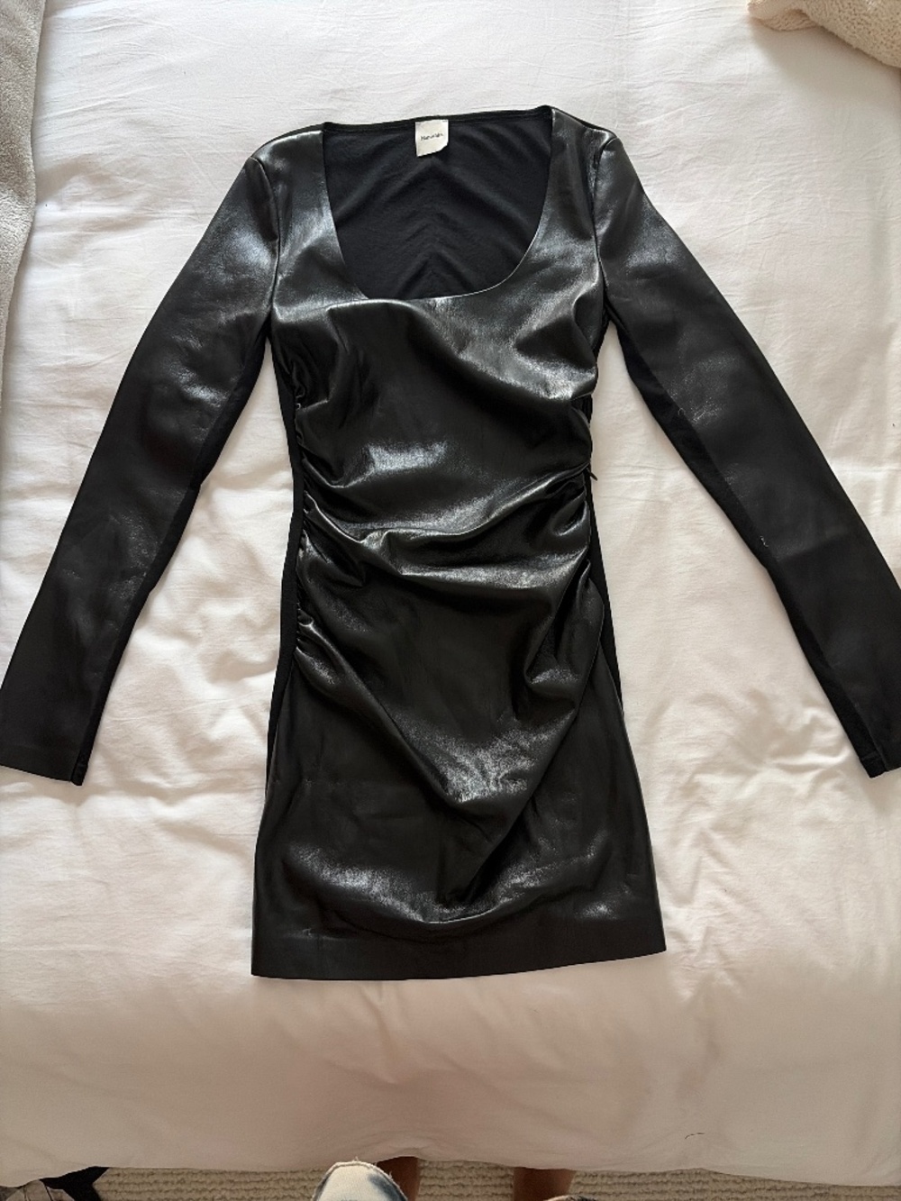 Nanushka dressHalsherr sleeves faux leather cocktail dress